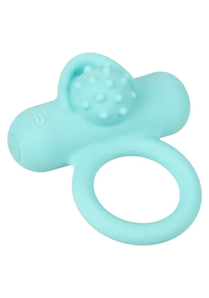 Silicone Rechargeable Nubby Lover's Delight Vibrating Cock Ring By CalExotics - Teal