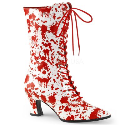 2 3 4 inches Heel Front Lace Up Mid Calf Boot Side Zip