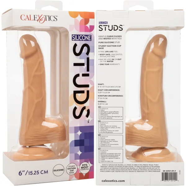 Silicone Studs Realistic 6" Suction Cup Dildo - Vanilla