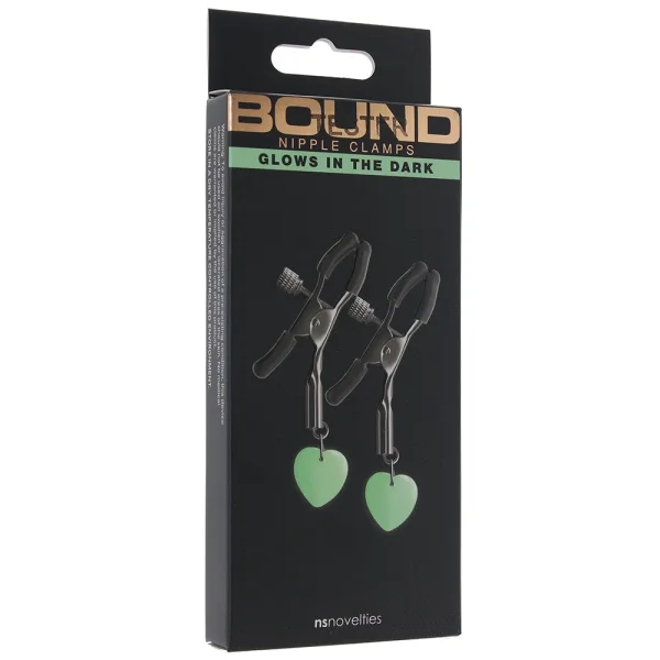 Bound Adjustable G3 Glow In The Dark Nipple Clamps by NS Novelties - Gunmetal