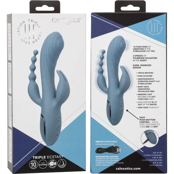 III Triple Ecstasy Silicone Pulsating Rechargeable Triple Stimulation Vibrator By CalExotics