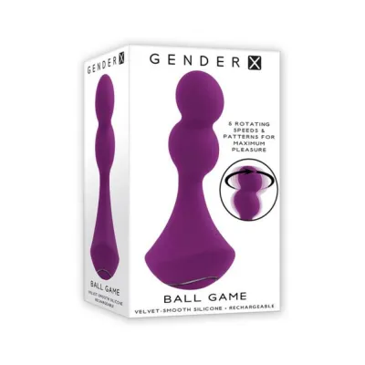 Anal Dildos Gender X Ball Game Rechargeable Rotating Silicone Vibrator Purple