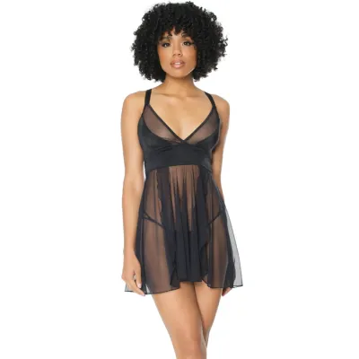 Coquette Lingerie Sexy Sheer Babydoll G String Set