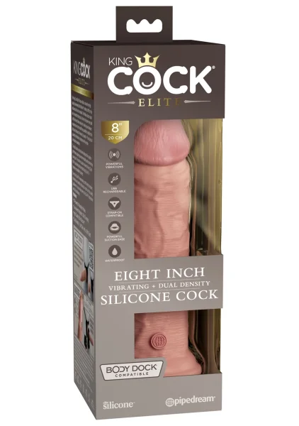 Pipedream Products King Cock Elite 8” Vibrating Silicone Cock Light