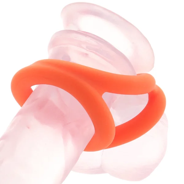 Alpha Liquid Silicone Tri-Ring Cock Ring By CalExotics - Orange