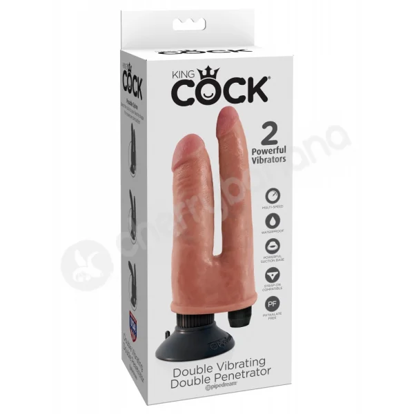 King Cock Flesh Double Vibrating Double Penetrator Dildo