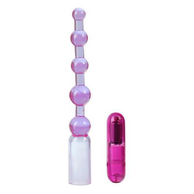 R4a Vibrating Anal Beads Pink 7 Inch