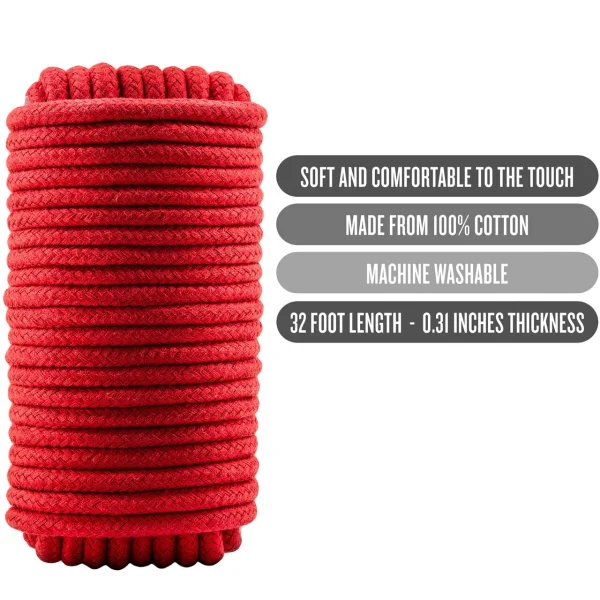 Temptasia Bondage Rope 32 Feet By Blush Novelties - Red