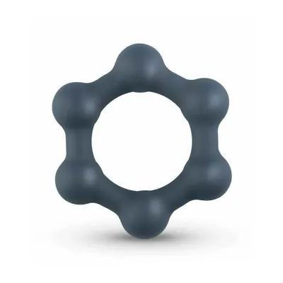 Boners Hexagon Cockring With Steel Balls Grey