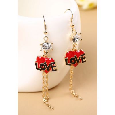 Diamond Accent Heart Drop Earrings One Size