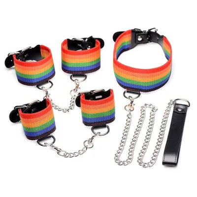 Master Series Kinky Pride Rainbow Bondage 3 Piece Set