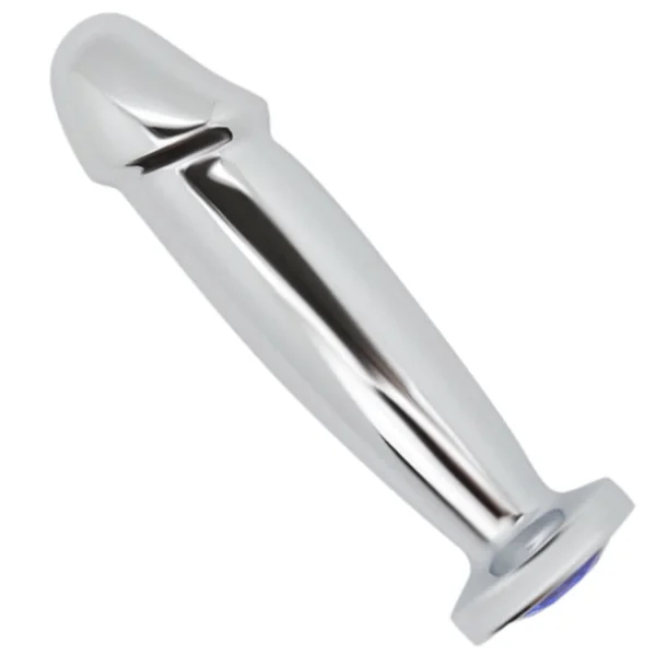 Penis Shape Metal Anal Plug Dildo With Jewel