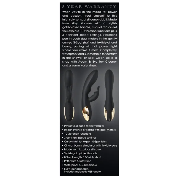 Adam & Eve Midnight Rabbit Vibrator