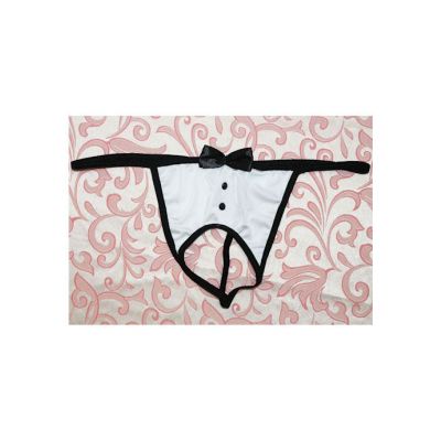 Crotchless Tuxedo G string White One Size