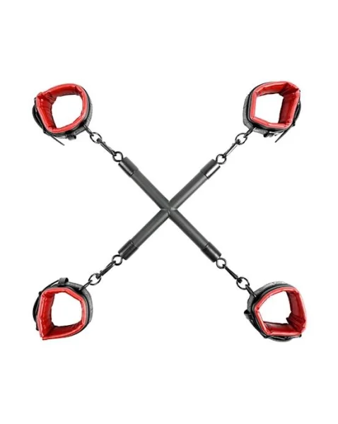 Saffron Hog Tie And Cuff Set - Black / Red