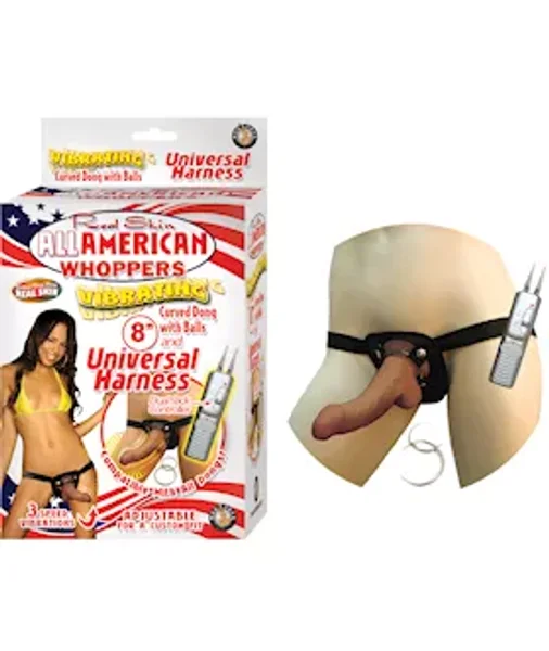 American Whoppers Vibrating Dong With Universal Harness - 8 Inch — image 2 of 2