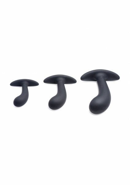 Dark Delights 3 Piece Curved Anal Trainer Set - Black - Glass Butt Plug