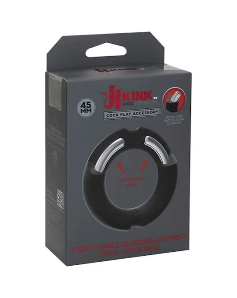 Kink - Silicone Covered Metal Cock Ring - 45mm - Black