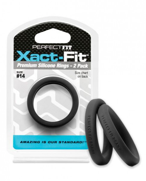 Perfect Fit Xact-Fit Silicone Cock Rings, 2-Packs, 14 Possible Sizes