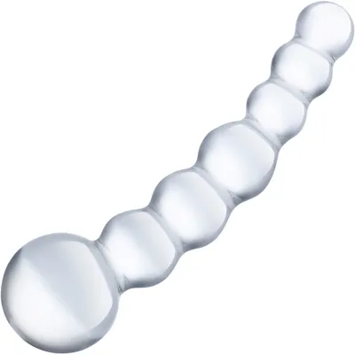 Glas Curved Beaded Glass Dildo Clear