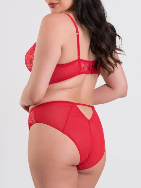 Lovehoney Plus Size Parisienne Charm Red Lace Crotchless Bra Set