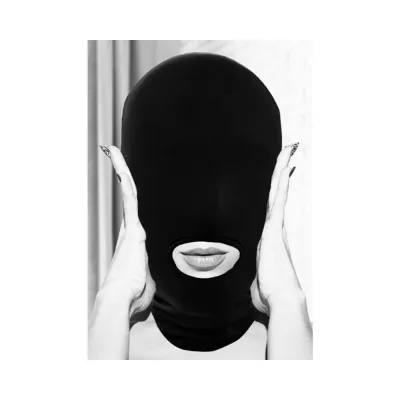 Ouch Black White Submission Mask With Open Mouth Black