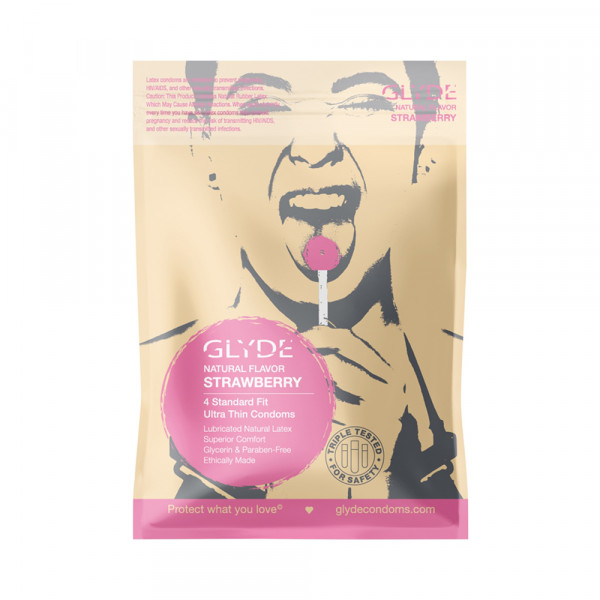 Glyde Natural Flavor Condom Strawberry 4pk