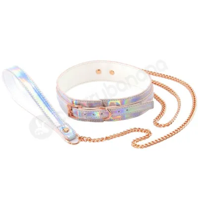 Cosmo Bondage Holographic Rainbow Adjustable Collar Leash