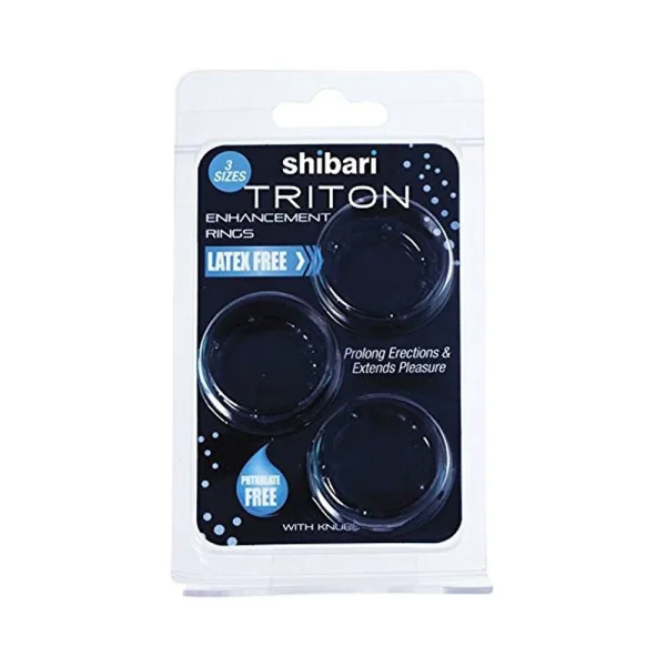 Shibari Triton Enhancement Pleasure Rings With Knubbs 3pk Black — image 9 of 9