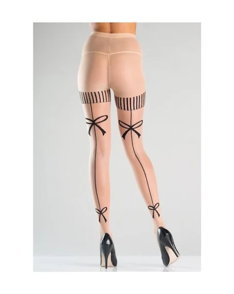Pantyhose - Nude/black -  O/s