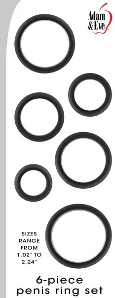6-Piece Penis Ring Set - Black