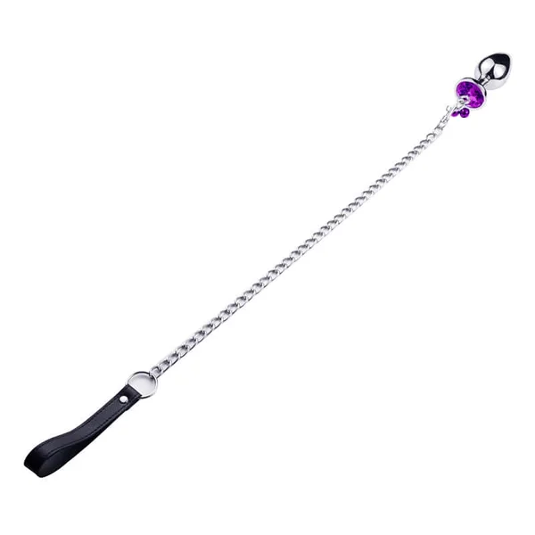 Bondage Leash Metal Butt Plug With Jewel — image 11 of 11