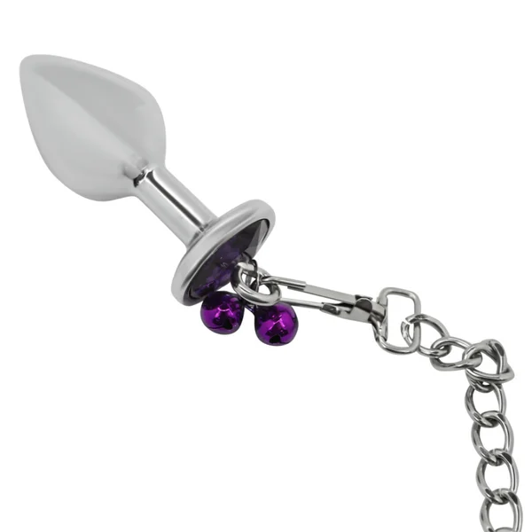 Bondage Leash Metal Butt Plug With Jewel — image 10 of 11