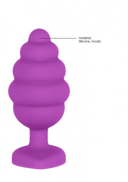 Large Ribbed Diamond Heart Plug - Purple - Butt Plug Set