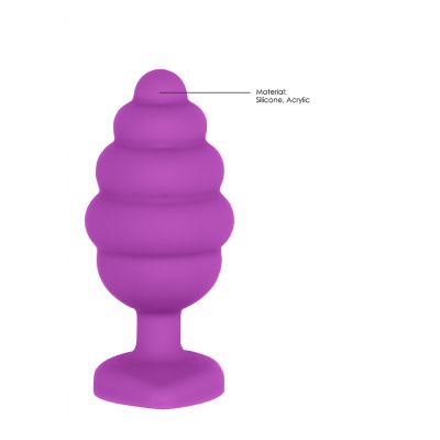Large Ribbed Diamond Heart Plug Purple Butt Plug Set