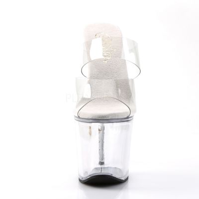 DIAMOND 702 7 Rhinestone Imbedded Heel Platform Slide