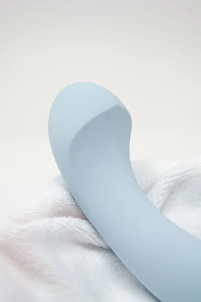 Arc Silicone Waterproof Rechargeable G-Spot Vibrator By Dame - Ice Blue