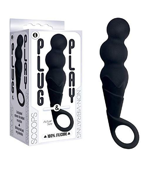 Iconic Brands Prostate The 9's Plug & Play Scoops Anal Plug - Black