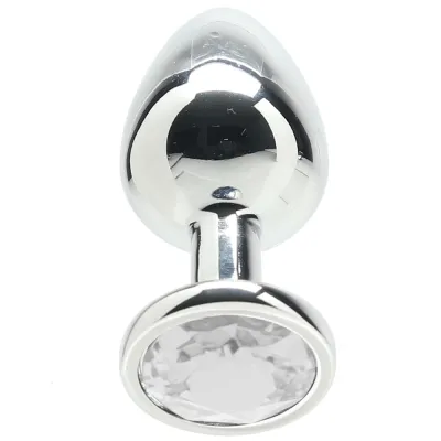 Shots Ouch Round Gem Butt Plug Medium Silver Diamond