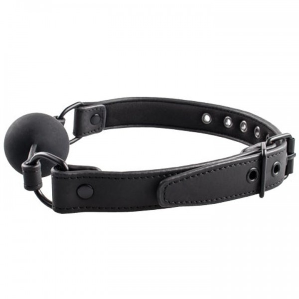 Bondara Matte PU Black Silicone Ball Gag with D-Rings