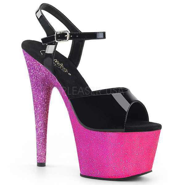 7 inches Heel, 2 3/4 inches Ombre Glittered PF Ankle Strap Sandal — image 13 of 25