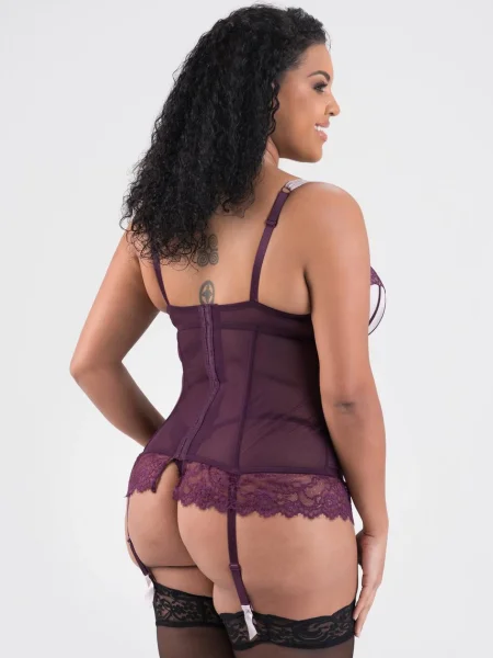 Lovehoney Plus Size Boudoir Belle Plum Push-Up Basque Set