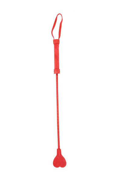 Heart Tipped Crop - Suede - Red - Kinky BDSM Toys