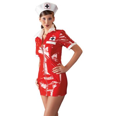 Vinyl Nurse Dress red Small