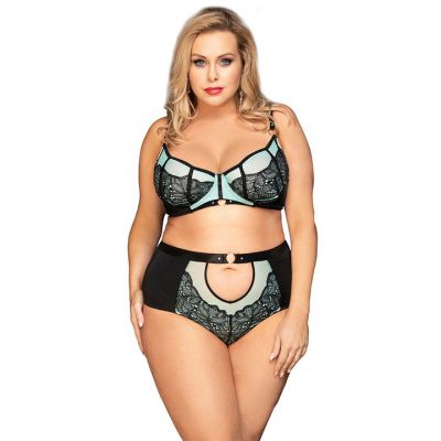 Bondara Belle Plus Size Mint Bra And High Waisted Knicker