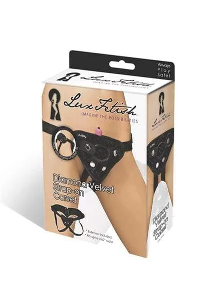 Diamond Velvet Strap-on Corset - Black