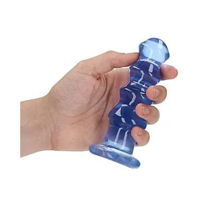 Realistic Dildos Realrock Crystal Clear Curvy 5 5 In Dildo plug Blue