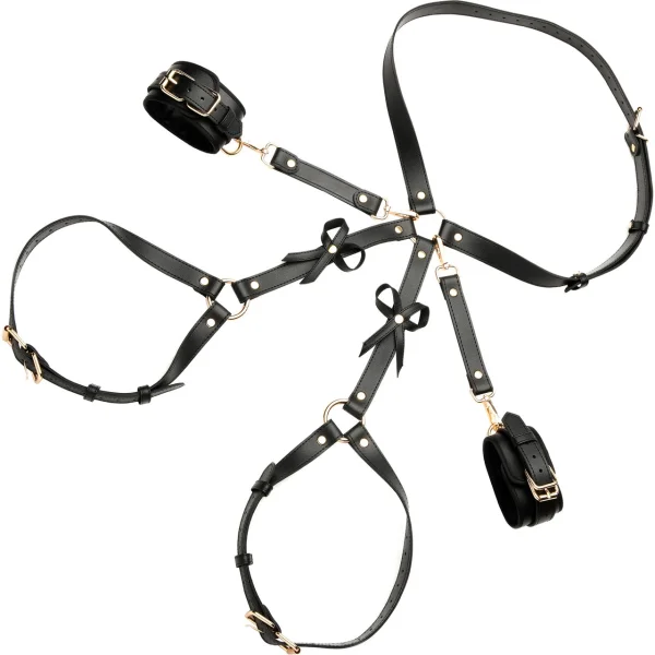 Strict Bondage Harness with Bows - Medium / Large, Black
