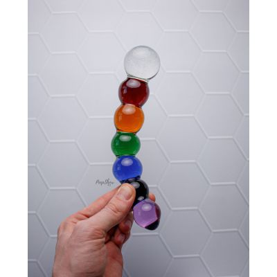 Crystal Delights Rainbow Bubble Dildo Multicolored Glass Dildo