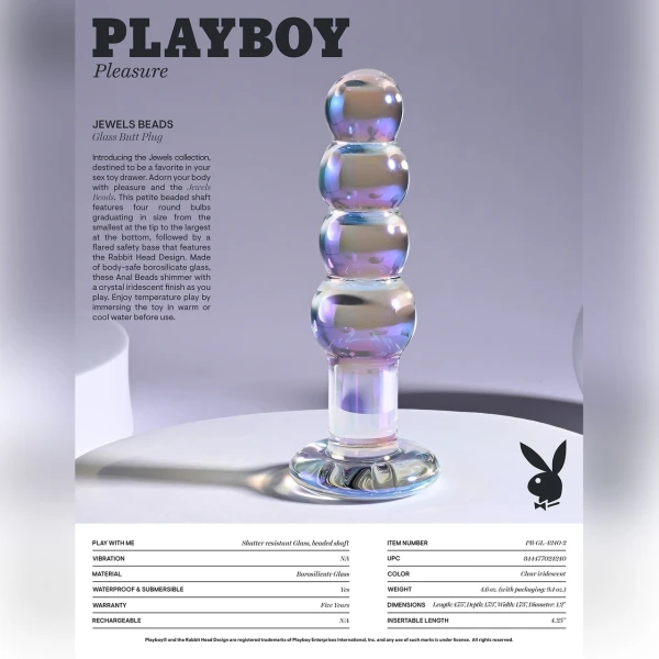 Playboy Jewels Beads Glass Butt Plug